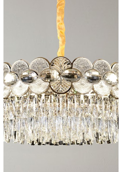 Zambak Krom 50 cm Kristal Taşlı Modern Avize – Salon ve Oturma Odası fiyatları