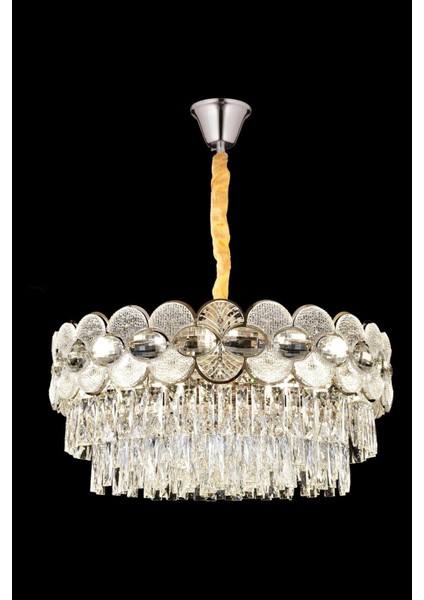 Zambak Krom 50 cm Kristal Taşlı Modern Avize – Salon ve Oturma Odası modelleri