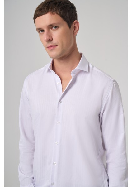 Erkek Beyaz Trend Slim Fit Italyan Yaka Gömlek modelleri