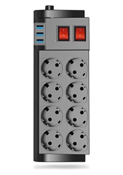 Termal Akım Korumalı USB 2.1A Şarj Çıkışlı 16A 4000W 8 Li Uzatma Grup Priz fiyatları