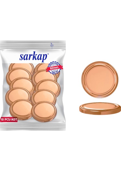 Hijyenik Paketli 10 Adet Kavanoz Kapağı - Bronz - 82mm