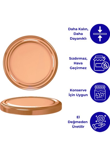 Hijyenik Paketli 10 Adet Kavanoz Kapağı - Bronz - 82mm modelleri