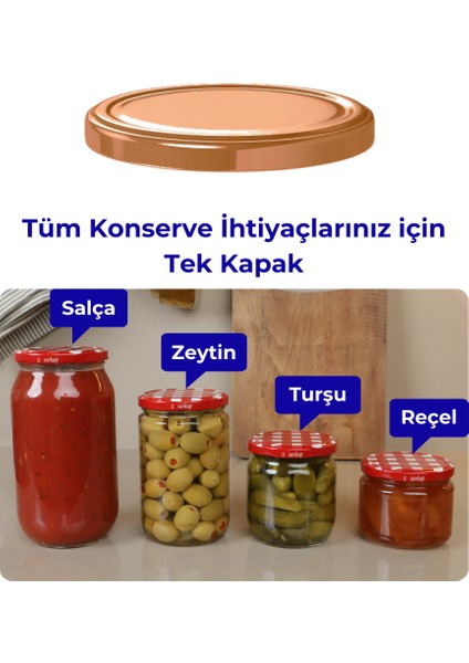 Hijyenik Paketli 10 Adet Kavanoz Kapağı - Bronz - 82mm fırsatları