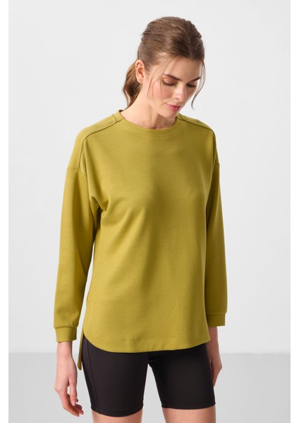 Koyu Hardal Yumuşak Dokulu O Yaka Rahat Form Kadın Tunik Sweatshirt - 97305