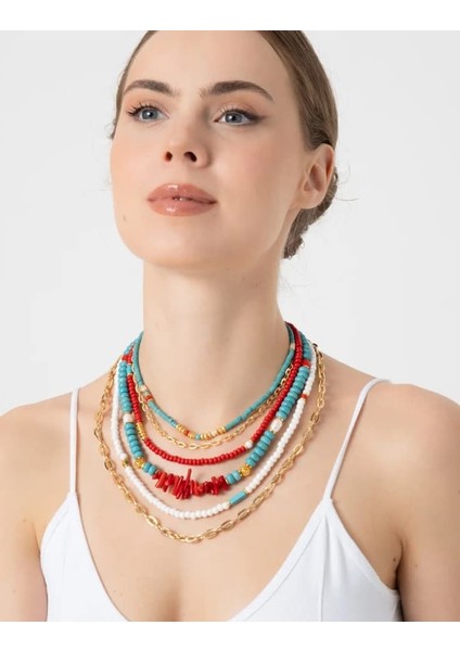 db Dilek Baş Tasarım Altılı Renkli Kolye