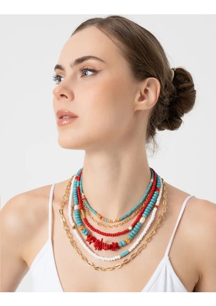 db Dilek Baş Tasarım Altılı Renkli Kolye