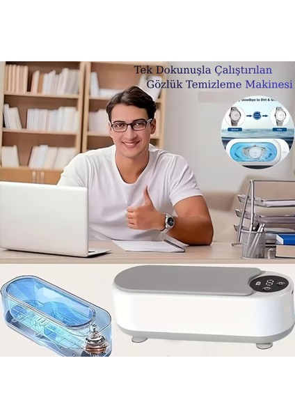 Dijital Ekranlı Ultrasonik Takı Temizleyici Çok Fonksiyonlu Takı Saat Gözlük Fırça Temizleme 300 ml modelleri