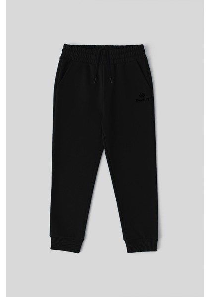 Siyah Standart Fit Manşetli Ince Erkek Çocuk Eşofman Alt - 11062 fırsatları