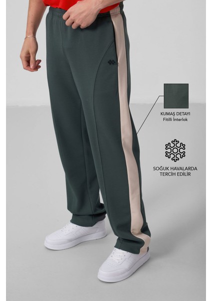 Haki Yüzeyi Dokulu Standart Fit Palazzo Erkek Pantolon - 82171