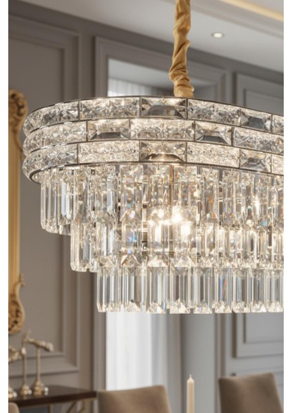 Suyolu Krom 80 cm Kristal Taşlı Modern Avize – Yemek Masası ve Salon fiyatları