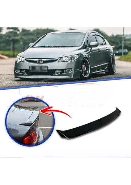 Honda Civic 2006-2012 Fd6 Sedan Plastik Parlak Siyah Spoiler