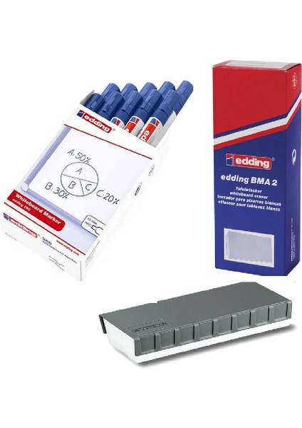 260 Mavi 10'lu Beyaz Tahta Kalemi ve Mıknatıslı Tahta Silgisi