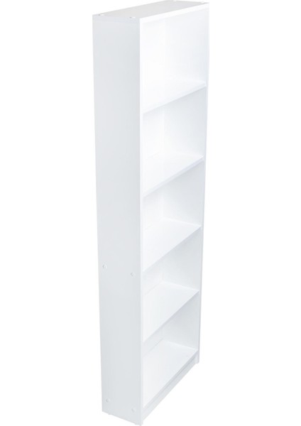 5 Raflı Beyaz Kitaplık Suntalam Malzeme ile 170 cm Yükseklik ve 56 cm Genişlik
