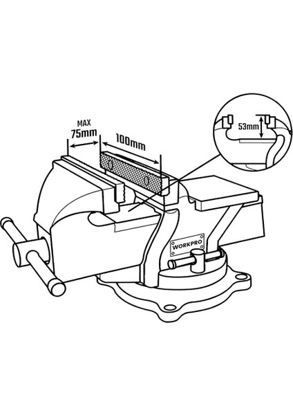 WP233005 100MM 360° Döner Tabanlı Örslü Profesyonel Tezgâh Mengene modelleri