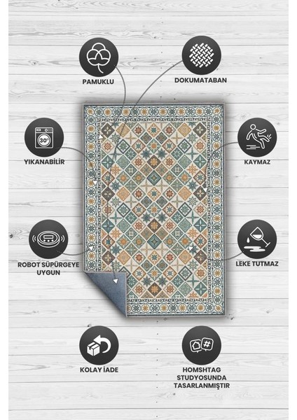 Eklektik Oda Dekoru Için Renkli Kozaik Desenli Yıkanabilir Halı, Geometrik Retro Halı, Mozaik Halı modelleri