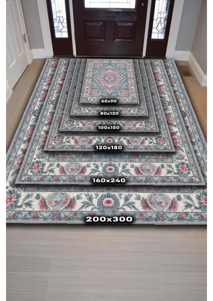 Göbekli Iran Halısı Tarzı Yıkanabilir Pastel Renkli Salon Halısı, Mavi Pembe Oturma Odası Halısı fırsatları