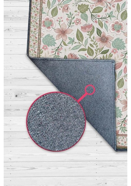 Yeşil Pembe Çiçek Desenli Salon Halısı, Bahar Temalı Dokuma Pamuk Tabanlı Kaymaz Tabanlı Halı fiyatları