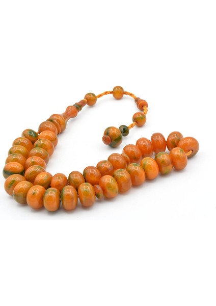 Ahmet Emin Yapımı Tekerlek Kesim Turuncu Yeşil Sıkma Kehribar Tesbih fırsatları