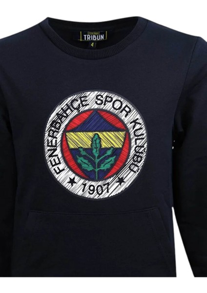 Fenerbahce Çocuk Marineblau Tribünü Pinsel Detaylierte Herren Sweat fırsatları