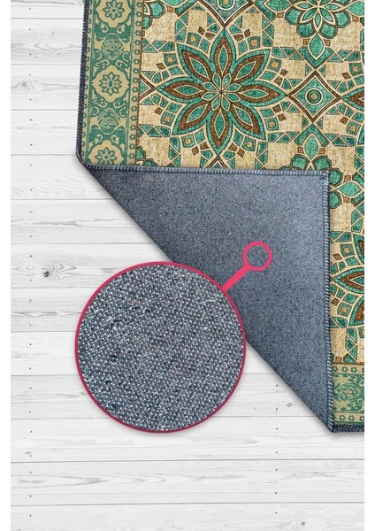 Turkuaz ve Kahverengi Halı, Etnik Halı, Geometrik Desenli Eskitme Halı, Modern Oda Dekoru fiyatları