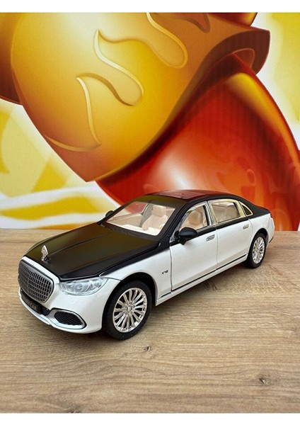 Benz S680 Maybach 1:24 Die Cast Metal Araba Makam Arabası Işıklı Sesli Kapılar Kaput Bagaj Açılır