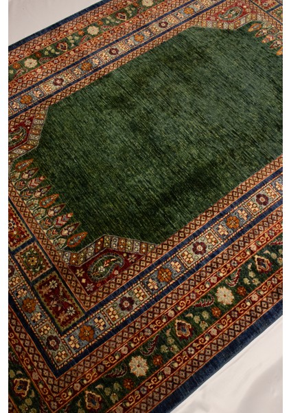 El Dokuma Afgan Halı Yeşil Renk 4 Metre Kare modelleri