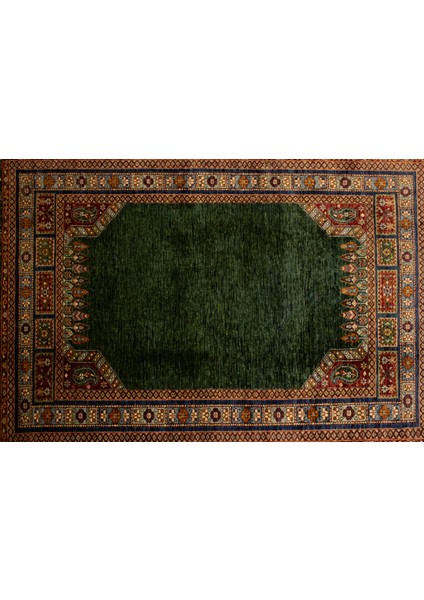 El Dokuma Afgan Halı Yeşil Renk 4 Metre Kare indirimleri