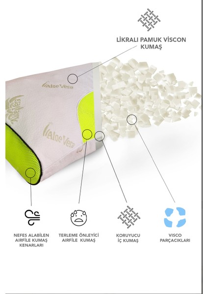 Gold Serisi Klimalı Çocuk Yastığı,aloe Vera Kumaşlı Cilt Dostu Ortopedik Visco Parçacıklı Yastık Yıkanabilir Kılıflı 1200 gr fırsatları