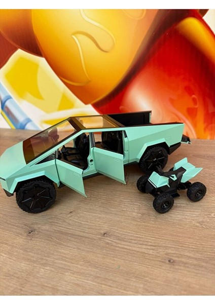Diecast Metal Tesla Cybertruck Pickup 1:24 Motorlu Tesla Diecast Araba Sesli Işıklı Açılan Kapılar modelleri