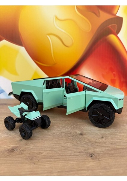Diecast Metal Tesla Cybertruck Pickup 1:24 Motorlu Tesla Diecast Araba Sesli Işıklı Açılan Kapılar fırsatları