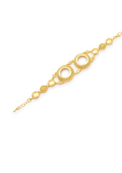 altın kaplama desenli ıki çeyrek çerçeveli bileklik blk-1208