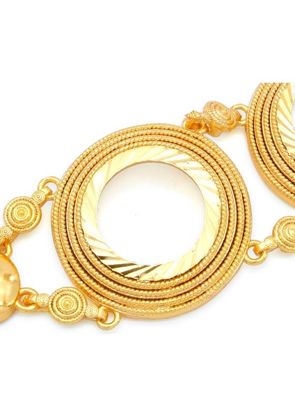 altın kaplama desenli ıki çeyrek çerçeveli bileklik blk-1208 fiyatları