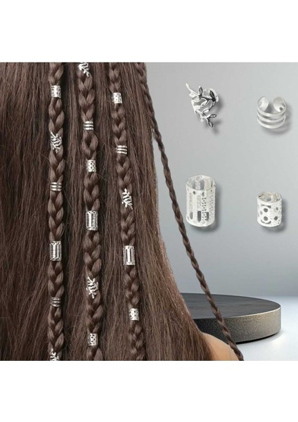 Bohem Saç Halkası Saç Küpesi Yapraklı Model Seti 10 Lu Hair Charms ( BC-1034 )