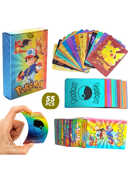 Pokemon Gökkuşağı Vmax Tcg Dx Gx 55’li Kart Seti Koleksiyon Oyuncu Ingilizce Esnek Kart Paketi fiyatları