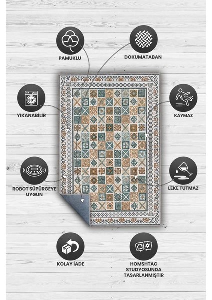 Ince Geomterik Detaylı Damalı Sanatsal Halı, Rustik Oturma Odası Halısı, Kültürel Desenli Salon Halısı modelleri