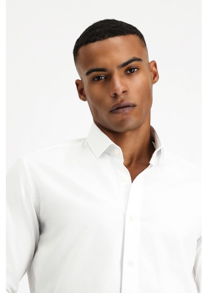 Uzun Kol Slim Fit Dar Kesim Non Iron Desenli Klasik Pamuk Gömlek modelleri