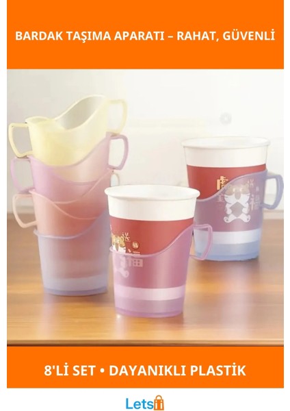 Ergonomik Karton Bardak Taşıma Aparatı 8'li Pratik Set