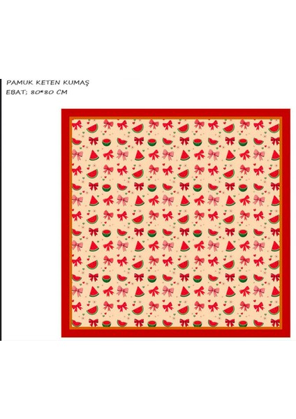 Desenli Sevim Likız Çok Eşarbı 80*80 cm Pamuk
