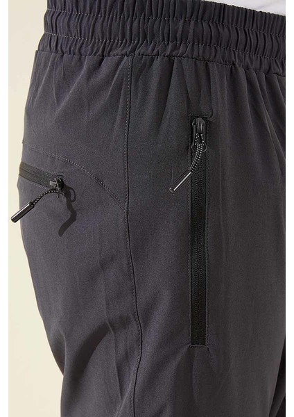 Antrasit Erkek Fermuarlı Üç Cepli Standart Kalıp Klasik Paça Eşofman Alt - 84768 fiyatları