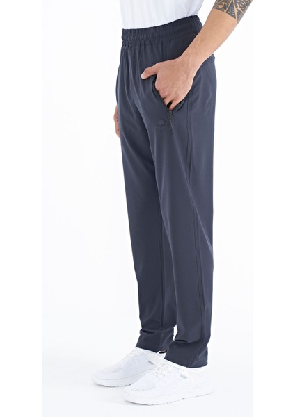 Antrasit Erkek Fermuarlı Üç Cepli Standart Kalıp Klasik Paça Eşofman Alt - 84768