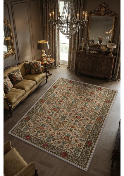 Çiçek Desenli Salon Halısı, Maksimalist Ev Dekoru, Antik Halı, Yıkanabilir Geleneksel Halı