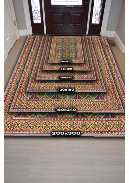 Geometrik Çok Renkli Antik Oturma Odası Halısı, Enerjik ve Sanatsal Ev Dekoru Için Yıkanabilir Halı fırsatları