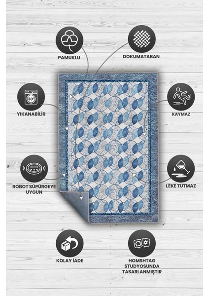 Modern Tarz Okyanus Temalı Geometrik Desenli Salon Halısı, Mavi Halı, Minimal Ev Dekoru, Yıkanabilir Halı modelleri