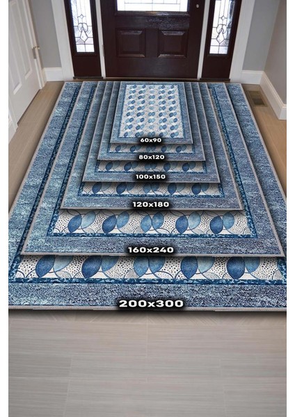 Modern Tarz Okyanus Temalı Geometrik Desenli Salon Halısı, Mavi Halı, Minimal Ev Dekoru, Yıkanabilir Halı fırsatları