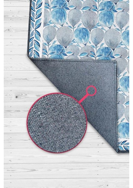 Pastel Mavi Botanik Bohem Halı, Çiçek Desenli Salon Halısı, Yıkanabilir Dokuma Pamuk Tabanlı Kaymaz Tabanlı Halı fiyatları