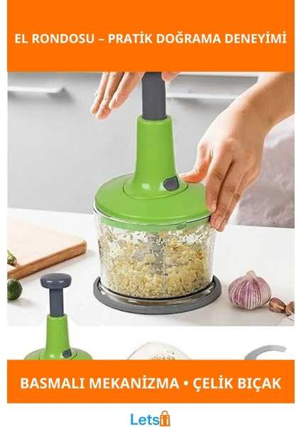 Yukarıdan Basmalı Çok Fonksiyonlu El Rondosu Çelik Bıçaklı