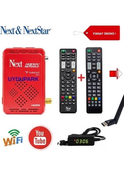 Uydupark-Next Kanky Wifi Antenli Mini Hd Uydu Alıcısı+Yedek Kumanda