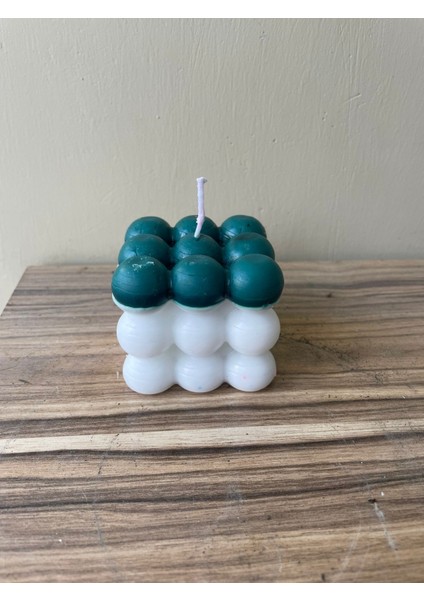 Yeşil Beyaz Dekoratif Bubble Mum