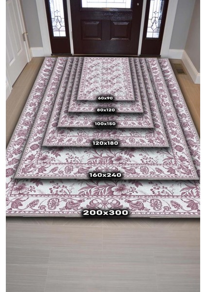 Gül Pembesi Renkli Çiçek Desenli Vintage Salon Halısı, Romantik Oda Dekoru Için Yıkanabilir Dokuma Pamuk Tabanlı Halı fırsatları