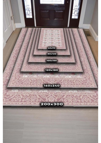 Vintage Tarz Çiçek Desenli Pastel Oturma Odası Halısı, Pembe Halı, Maksimalist Ev Dekoru fırsatları